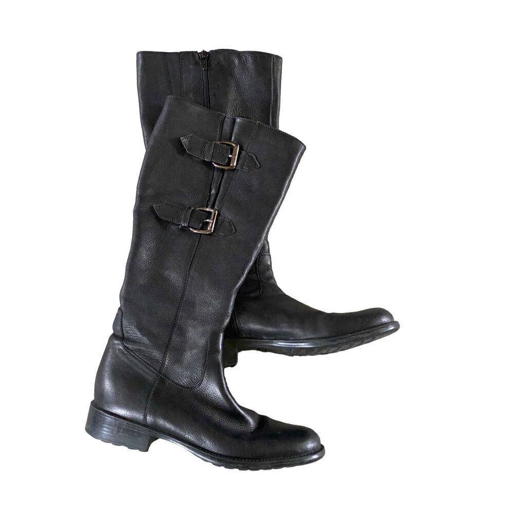 Clarks Mullin Spice Boot Womens Black Leather Knee High Zip up Riding Boot 6